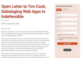 Open Letter to Tim Cook, Sabotaging Web Apps Is Indefensible
