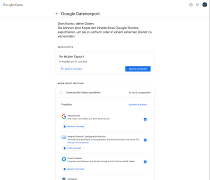 Google Takeout: Navigieren Sie zu Google Takeout