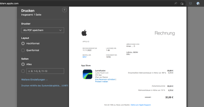 Rechnungen für Apple iCloud-Käufe herunterladen